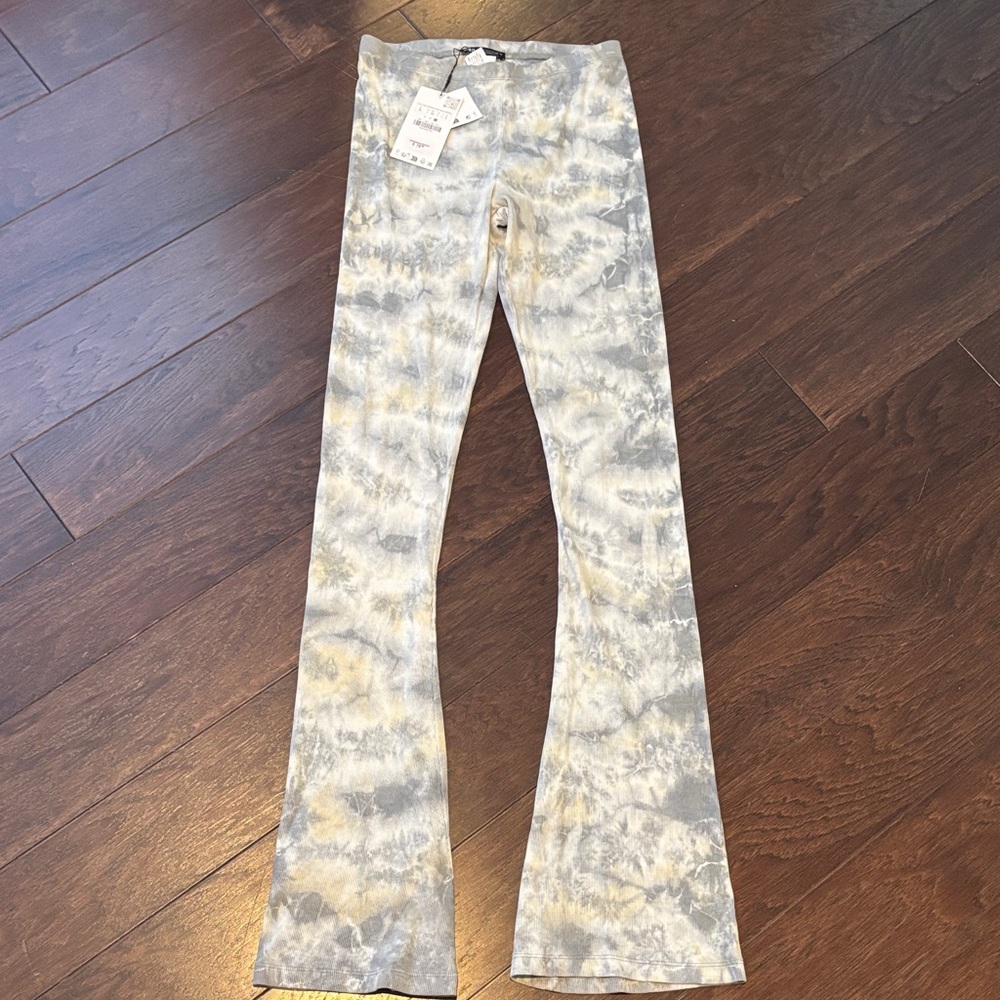 Zara Gray and Blue Tie-Dye Leggings